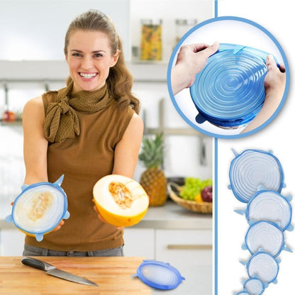 Flexible Silicone Bowl Covers 6 Pack Universal Fit Lids