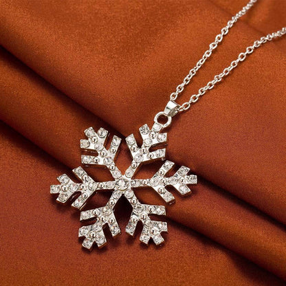 Sparkly Crystal Snowflake Pendant Necklace Chain Long - Yeezlab
