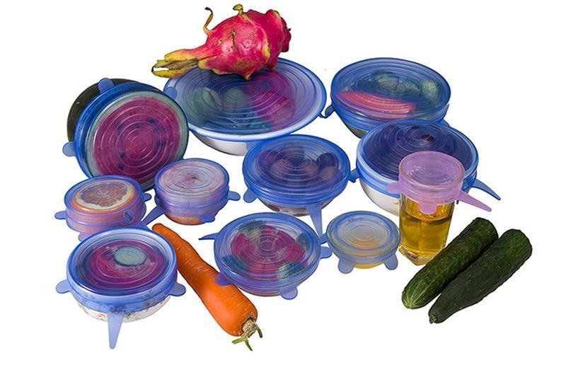 Flexible Silicone Bowl Covers 6 Pack Universal Fit Lids