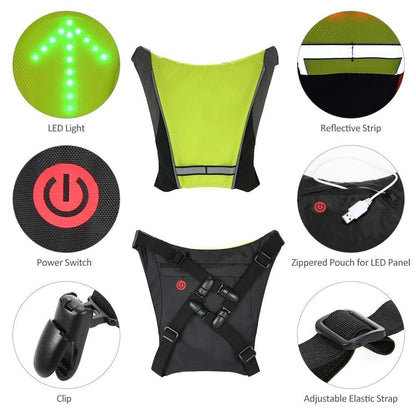 Visible Night Cycling LED Safety Vest Waterproof Reflective