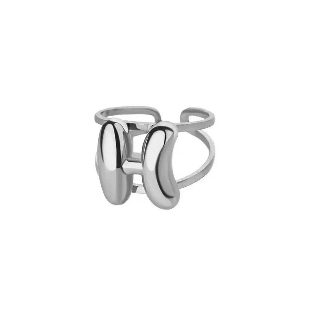 Personalized Open Circle Letter Initial Ring