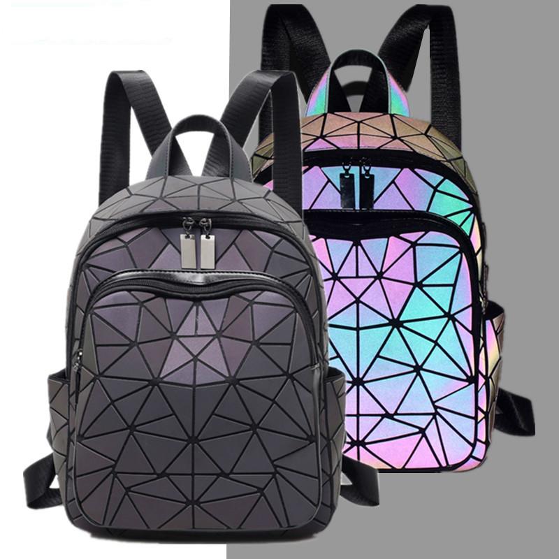 Colorful Glow Hologram School Backpack