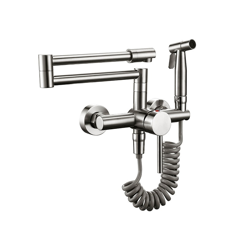 Yeezlab | Adjustable Kitchen Faucet with Retractable Spray – Brushed Steel Finish