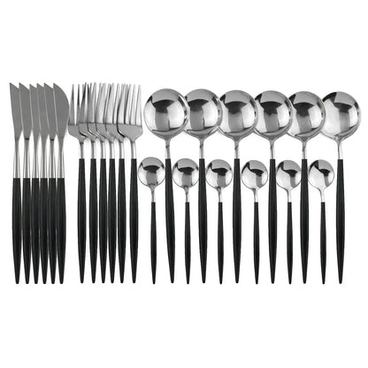 Premium Black Gold Metal Dining Cutlery Set