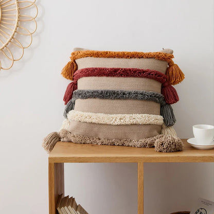 Colorful Striped Velvet Pillow Cover