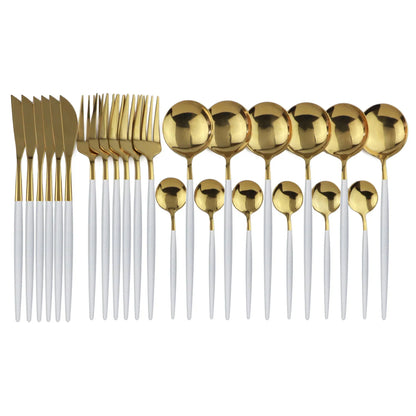 Premium Black Gold Metal Dining Cutlery Set
