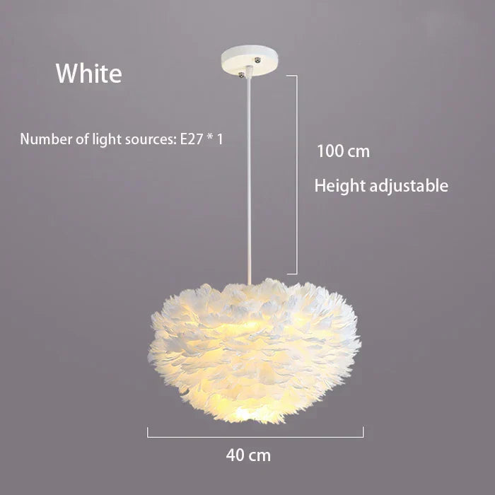 Fluffy White Goose Down Hanging Lamp