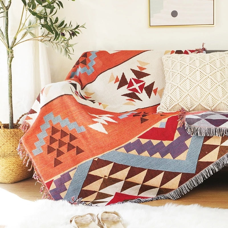 Rustic Orange Throw Sofa Blanket