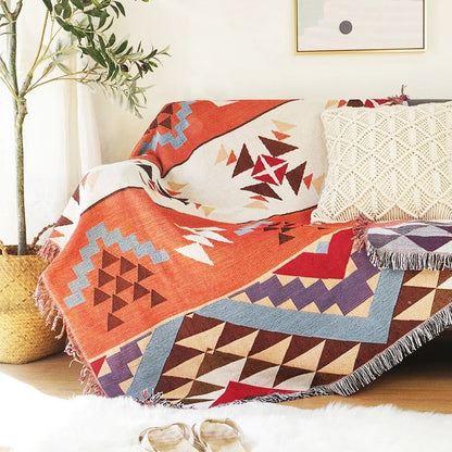 Rustic Orange Throw Sofa Blanket