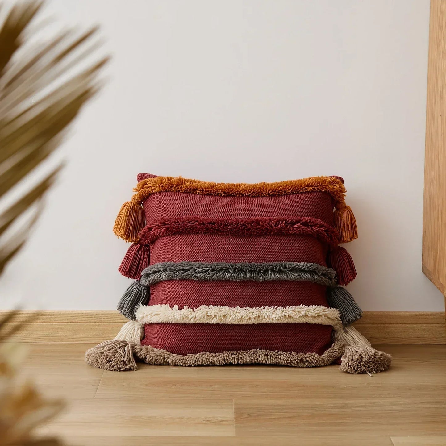 Colorful Striped Velvet Pillow Cover