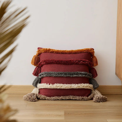 Colorful Striped Velvet Pillow Cover
