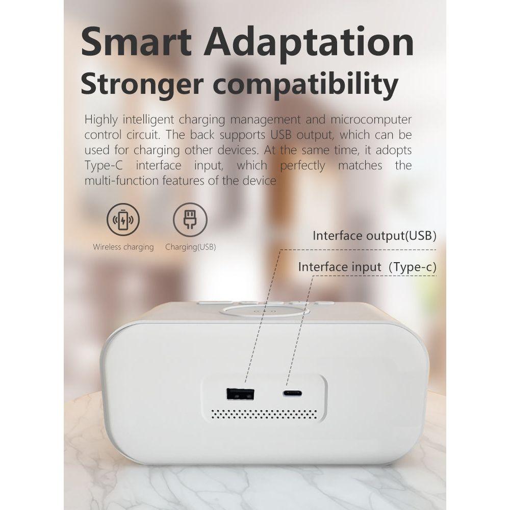 Compact Dual Alarm Clock with Fast Wireless Charging