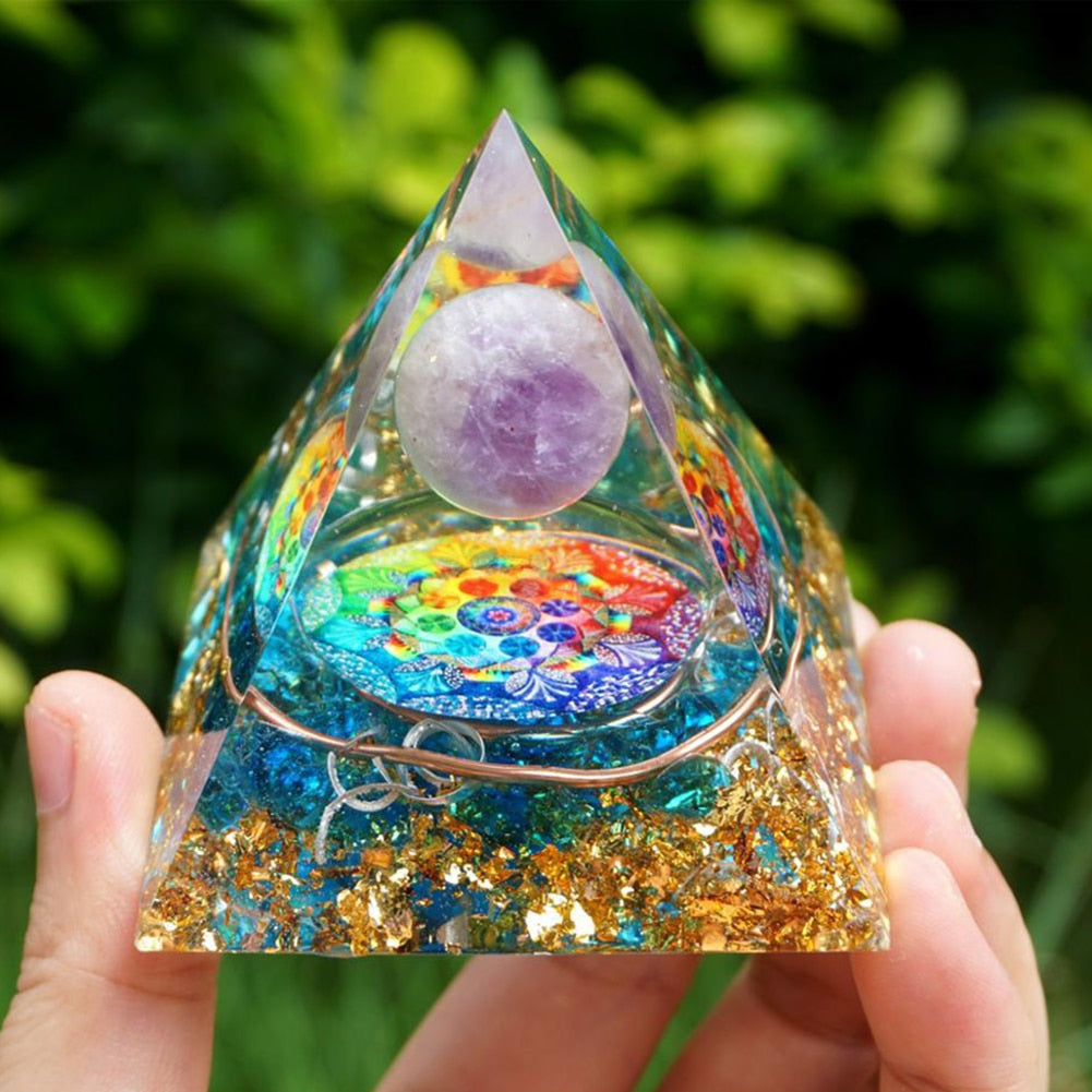 Healing Crystal Pyramid for Good Energy Home Decor