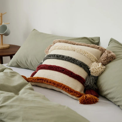 Colorful Striped Velvet Pillow Cover