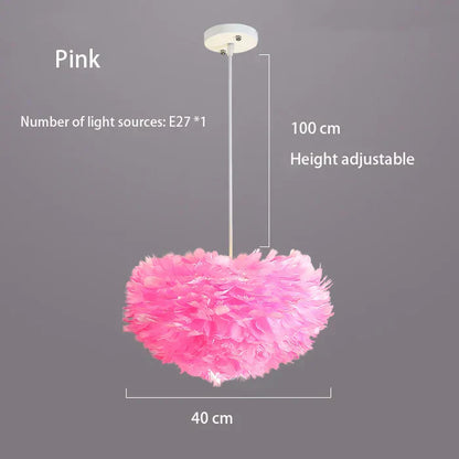 Fluffy White Goose Down Hanging Lamp