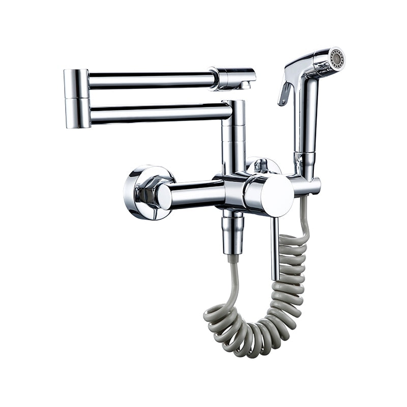 Yeezlab | Adjustable Kitchen Faucet with Retractable Spray – Brushed Steel Finish