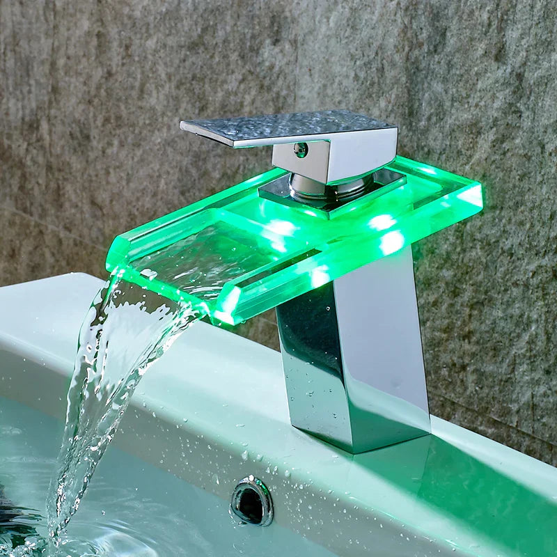 Luxury LED Stainless Steel Cascade Faucet