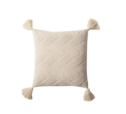 Soft Plush Pillow Cover with Fuzzy Pom Poms