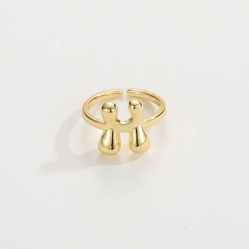 Fashionable Alphabet Initial Ring
