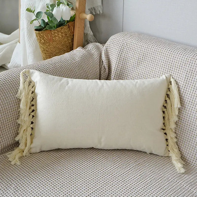 Stylish Textured Pillow with Tassel Trim