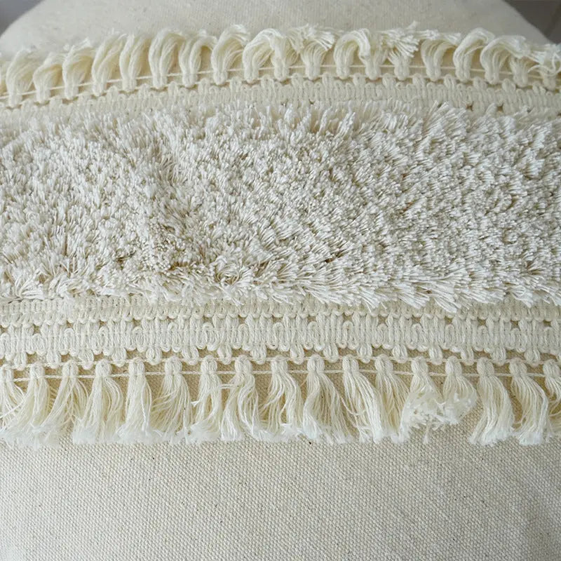 Stylish Textured Pillow with Tassel Trim