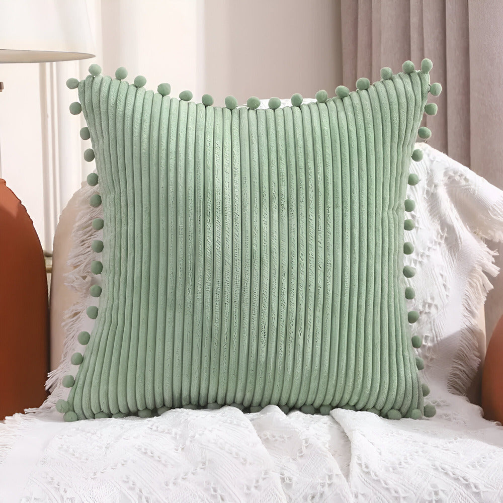 Colorful Pom Pom Throw Pillow Cover