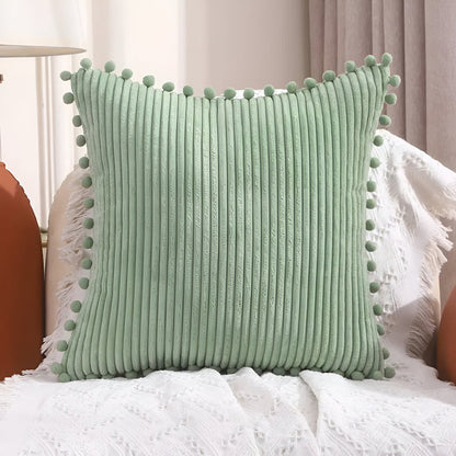 Colorful Pom Pom Throw Pillow Cover