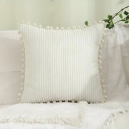 Colorful Pom Pom Throw Pillow Cover