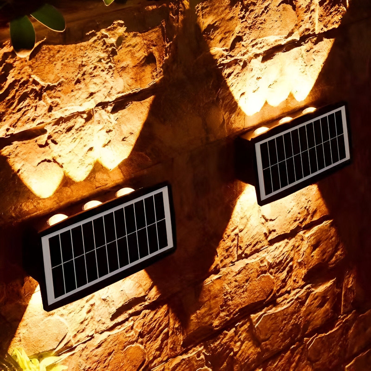 Outdoor Solar Powered Wall Lamp with Dual LED Lights