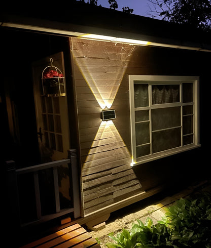 Outdoor Solar Powered Wall Lamp with Dual LED Lights