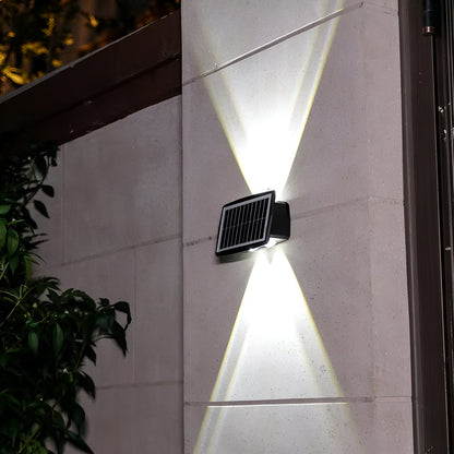 Outdoor Solar Powered Wall Lamp with Dual LED Lights
