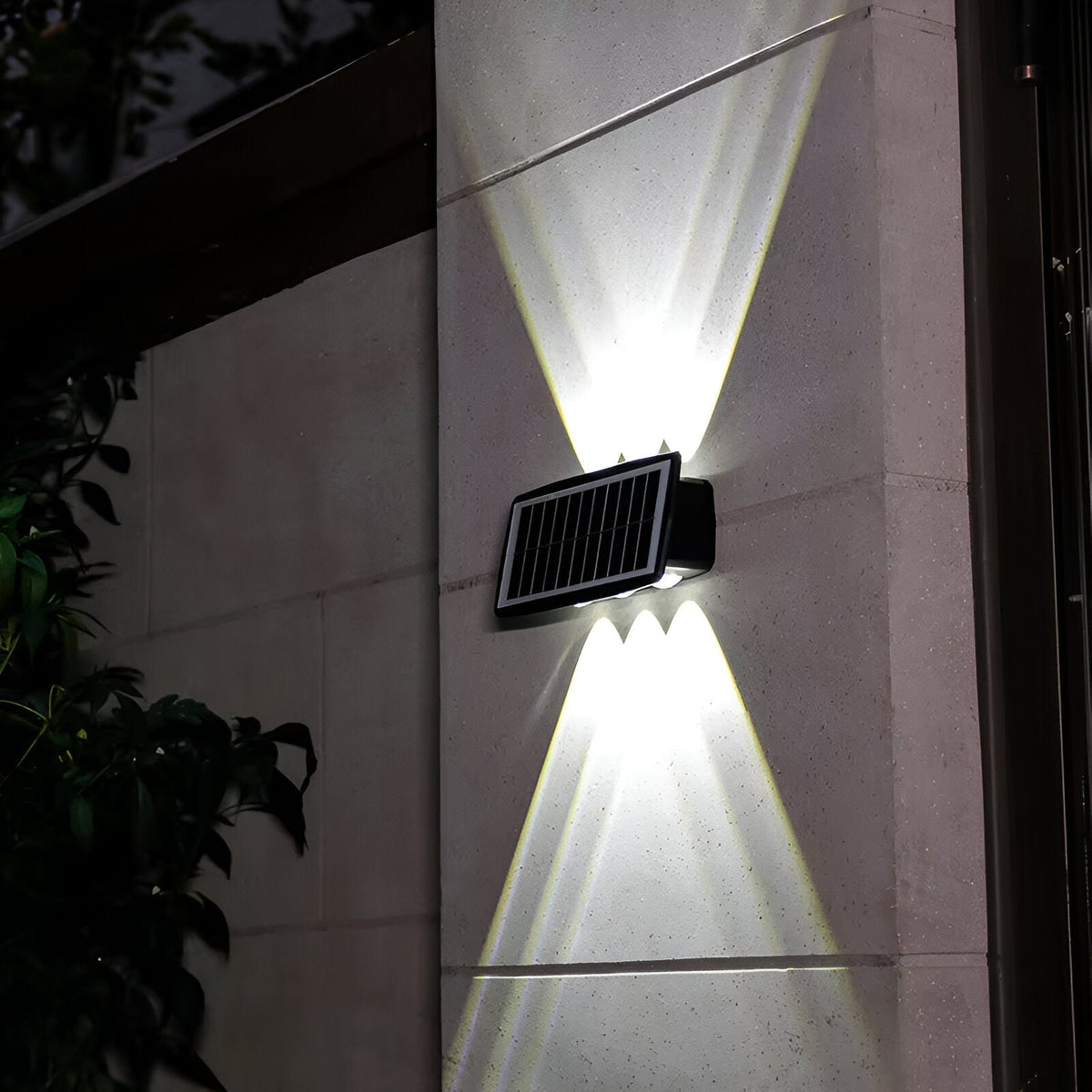 Outdoor Solar Powered Wall Lamp with Dual LED Lights
