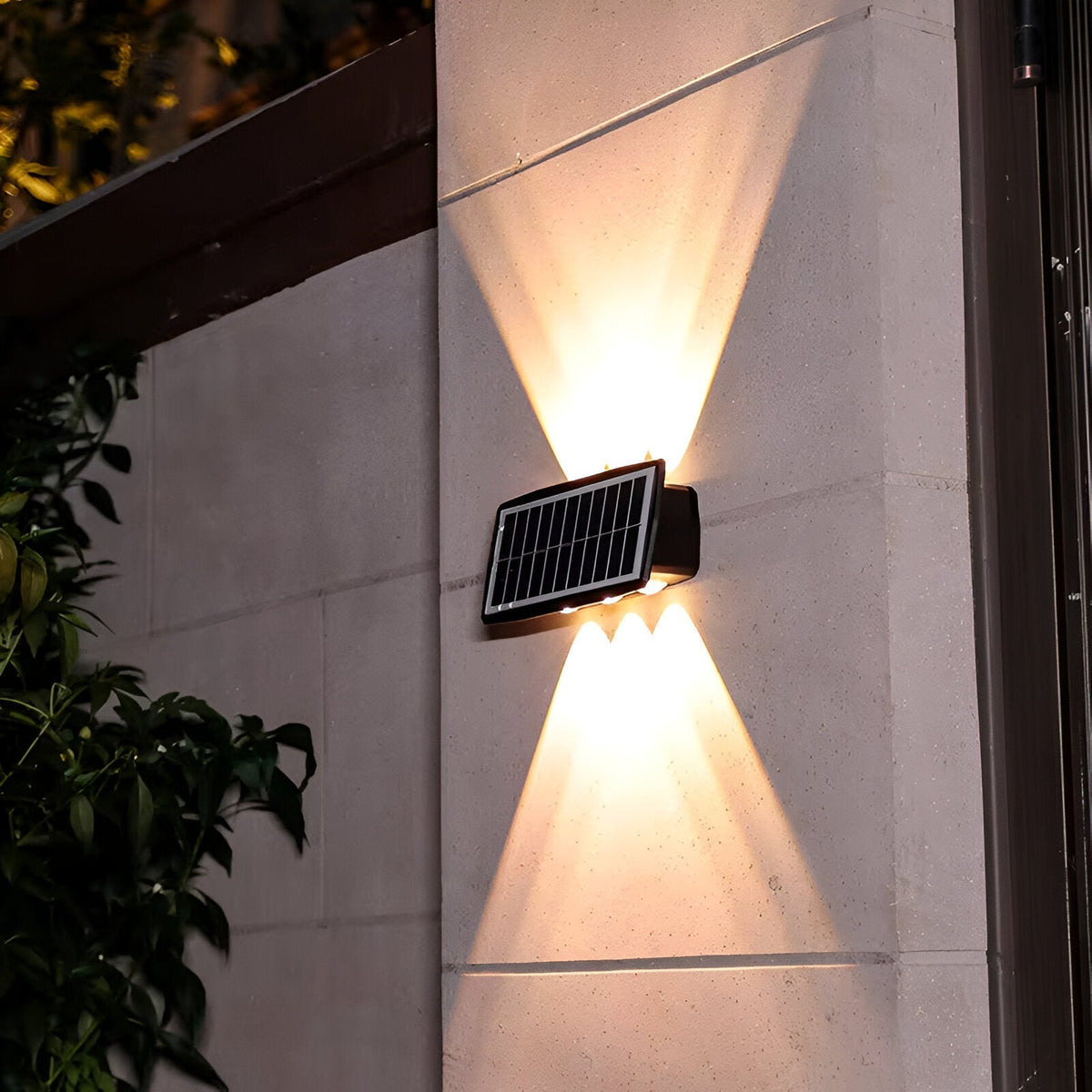 Outdoor Solar Powered Wall Lamp with Dual LED Lights