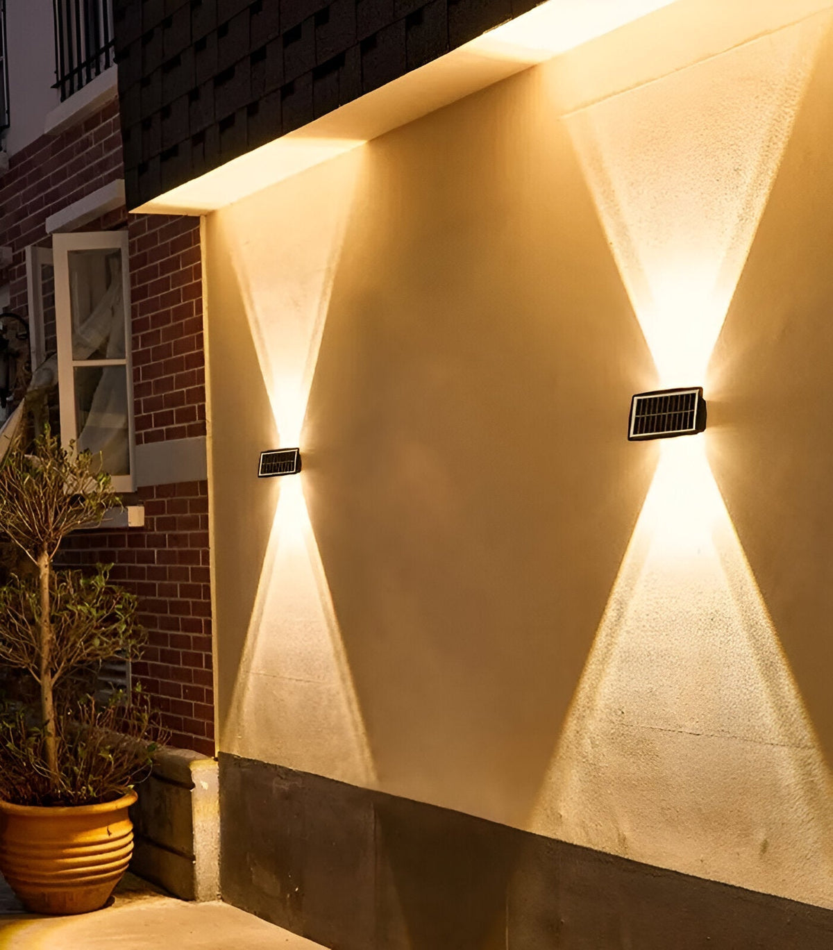 Outdoor Solar Powered Wall Lamp with Dual LED Lights