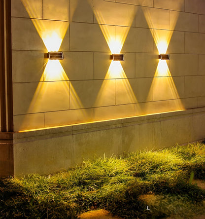 Outdoor Solar Powered Wall Lamp with Dual LED Lights