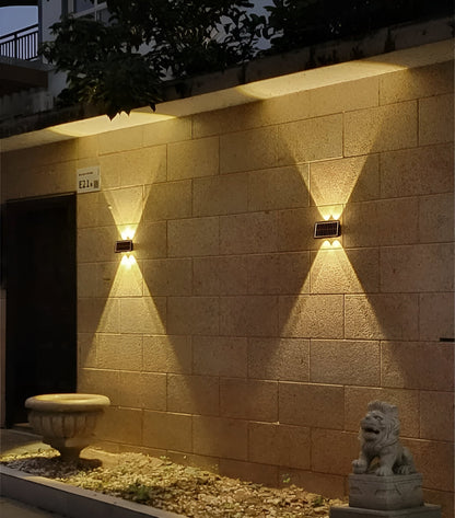 Outdoor Solar Powered Wall Lamp with Dual LED Lights