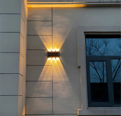 Outdoor Solar Powered Wall Lamp with Dual LED Lights