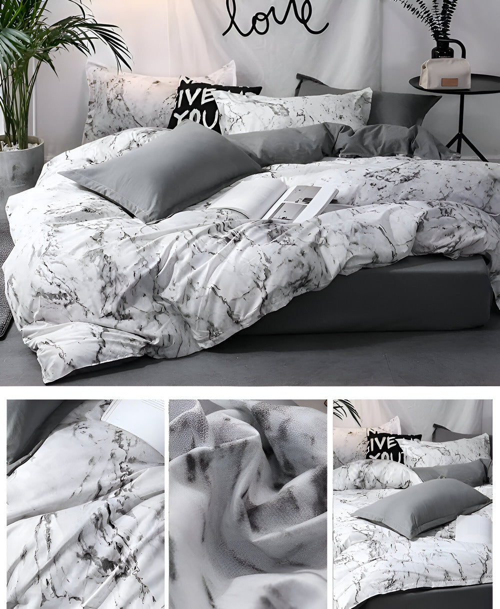 Elegant 3-Piece Bedding Set with Marble Design