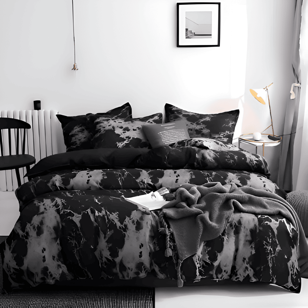 Elegant 3-Piece Bedding Set with Marble Design