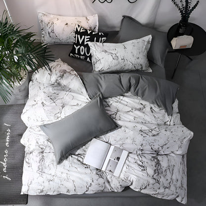 Elegant 3-Piece Bedding Set with Marble Design
