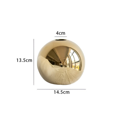 Luxury Gold Ceramic Round Vase