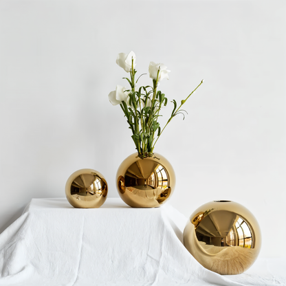 Luxury Gold Ceramic Round Vase