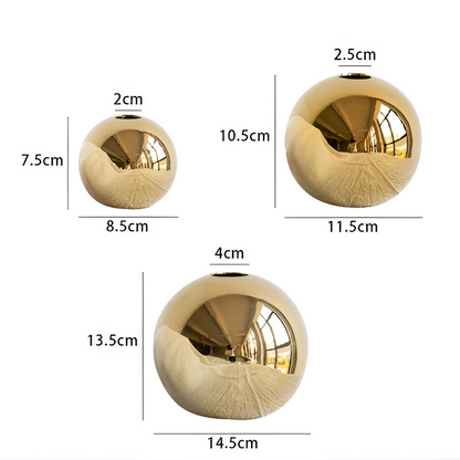 Luxury Gold Ceramic Round Vase