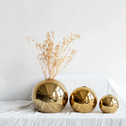 Luxury Gold Ceramic Round Vase