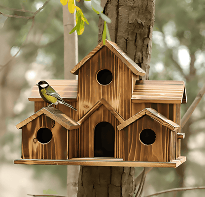 Rustic Wooden Bird Feeder House - Yeezlab