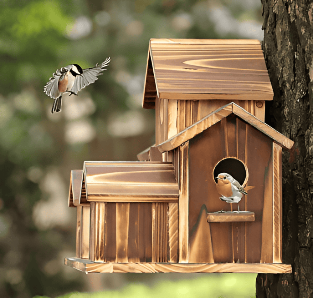 Rustic Wooden Bird Feeder House