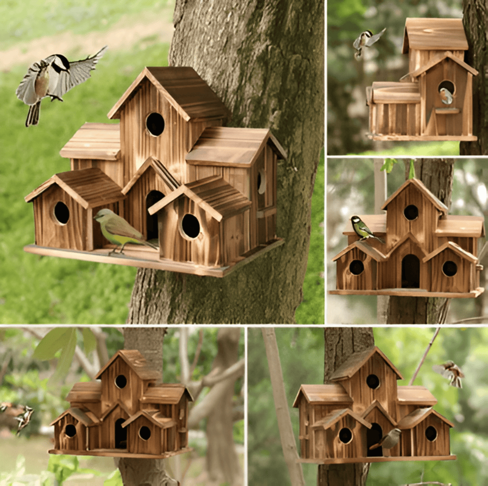 Rustic Wooden Bird Feeder House