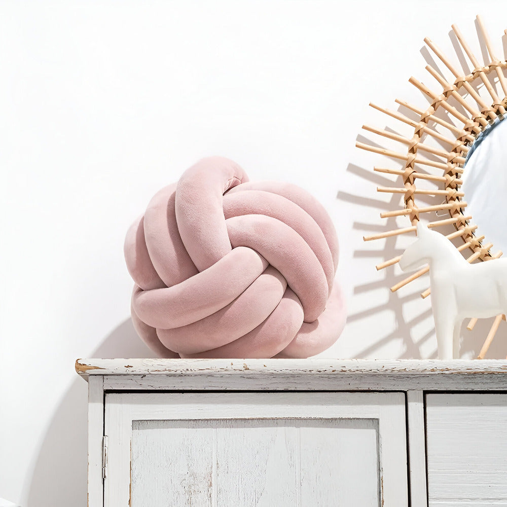 Unique Hand Knotted Round Throw Pillow