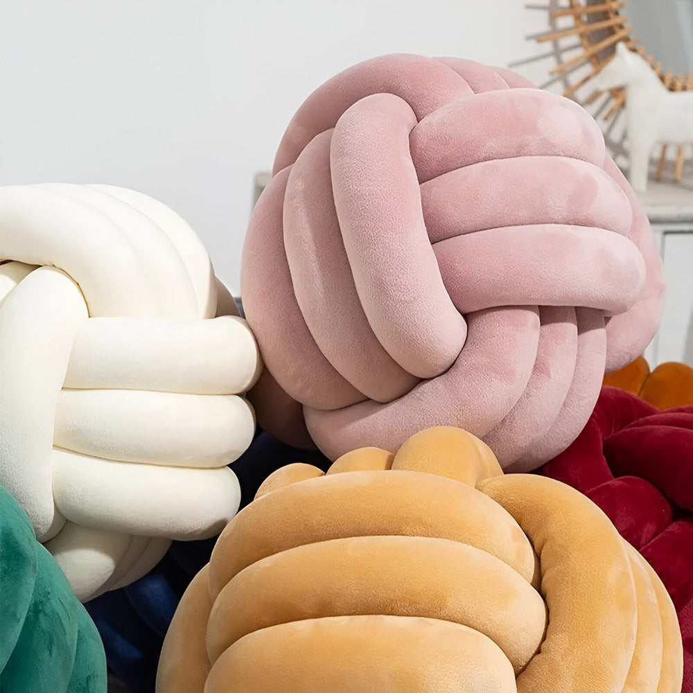 Unique Hand Knotted Round Throw Pillow