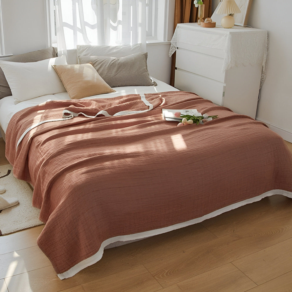 Lightweight Summer Throw Blanket Soft Cotton Blend